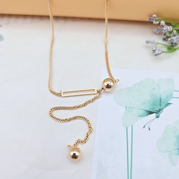 Modern Rose Gold Chain Necklace with Bar Accent, 17.7 Inch Design, XPNL0027 - Picture 7 of 12